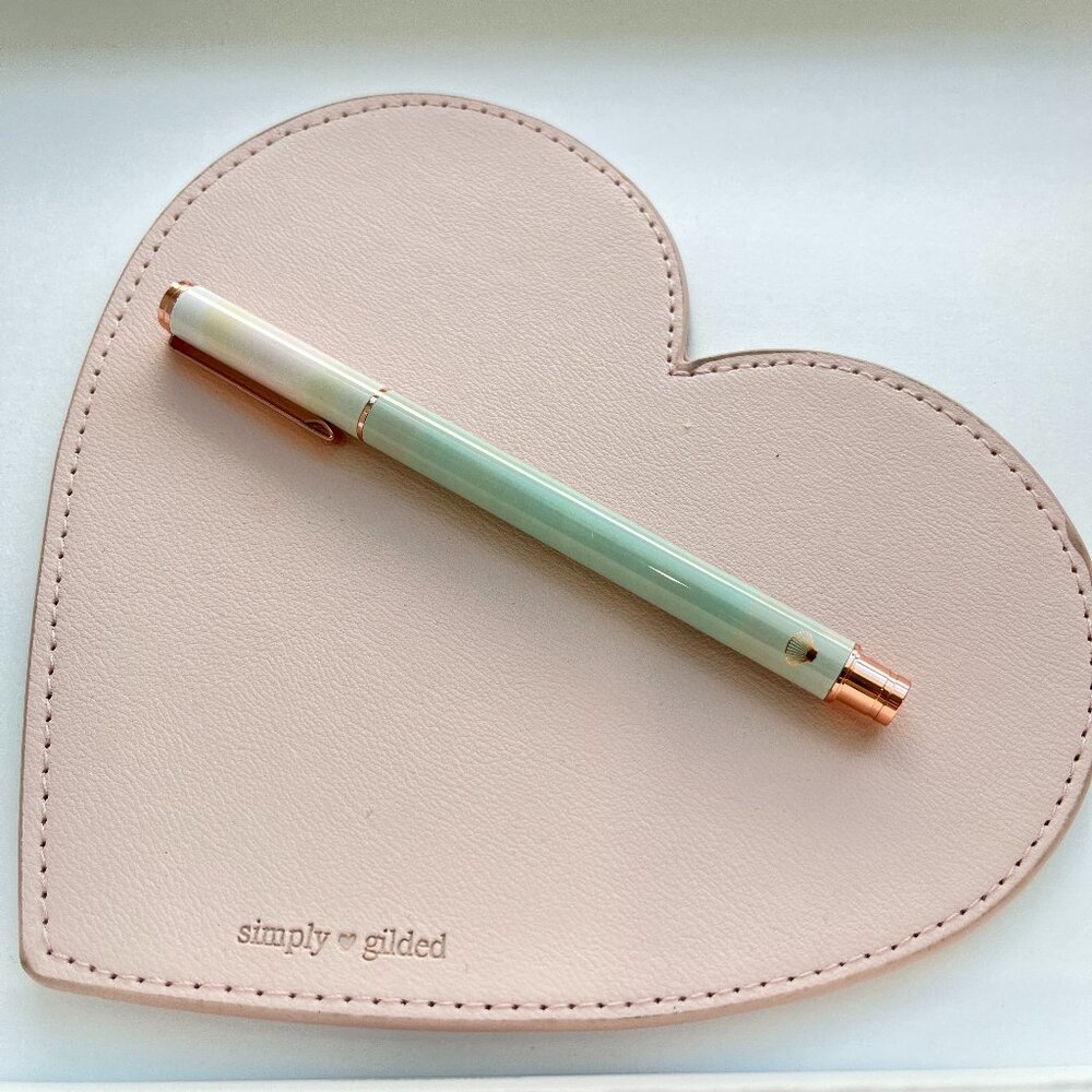Simply Gilded Seashell Refillable Ink Pen with rose gold hardware NWOT